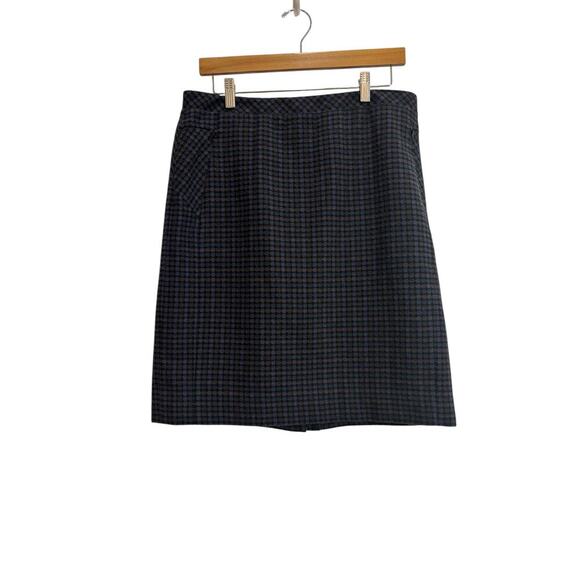 Etcetera Women 10 Plaid Wool Blend Pockets Skirt Business Casual Dark Grunge - Picture 1 of 8